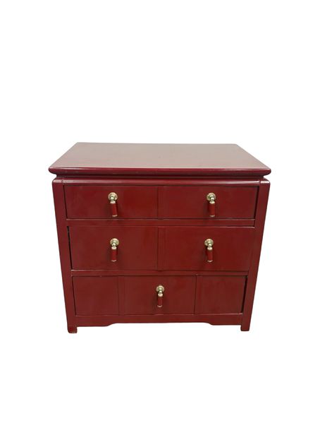 Lane Red Lacquer 3-drawer Chest 24x16x24"