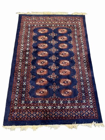 Blue Bokhara rug, plush, 4x6'4"