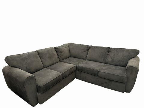 Brown microsuede L-shaped sectional, 92x92x36"H, 39"D