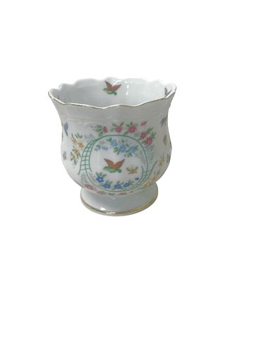 Flowers & Bird Hand Painted Porcelain Bowl Numbered 5x5"