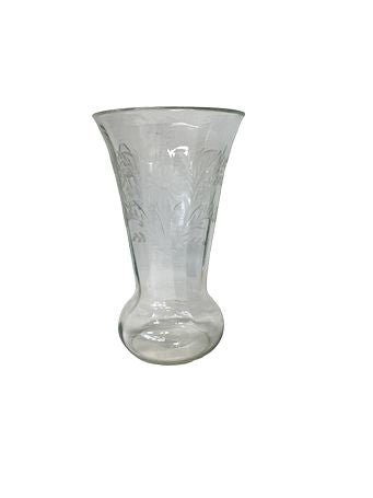 Glass Vase w/ Etched Designs 10"x6"