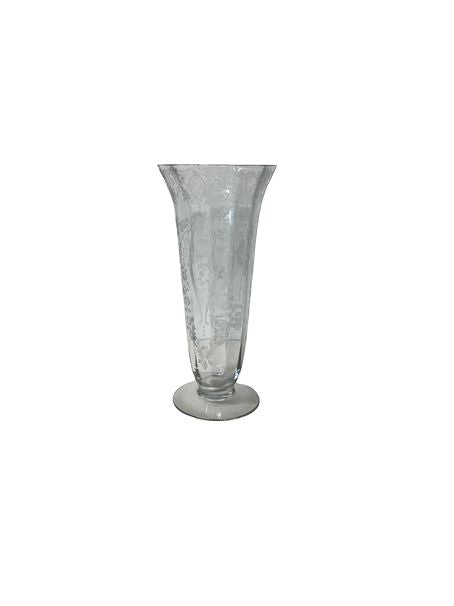 Glass Vase w/ Etched Designs 9.5"x4.5"