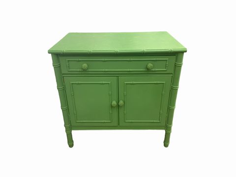 Green faux bamboo Thomasville cabinet w/ drawer, 30x19x30"