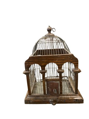 Italian Wooden Birdcage circa 1910 19''Hx14''Wx12''D
