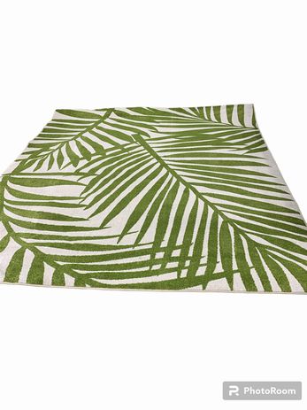 Green and White Tropical Rug 8'x10'