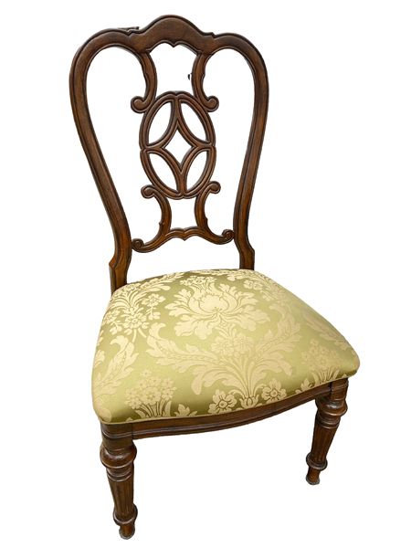 PAIR - Upholstered Dining Chairs (Lt Green Floral)