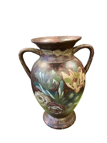 Copper Hued Decorative Vase w/ Handles 14''Hx12''Wx8''D