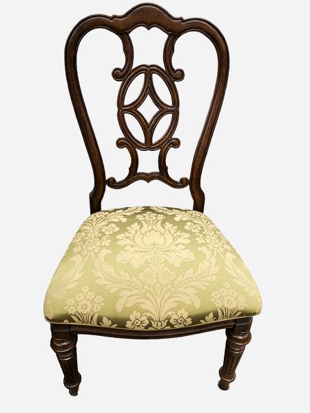PAIR - Upholstered Dining Chairs (Lt Green Floral)