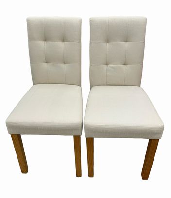 PAIR of off-white tufted-back side chairs, - Main Image