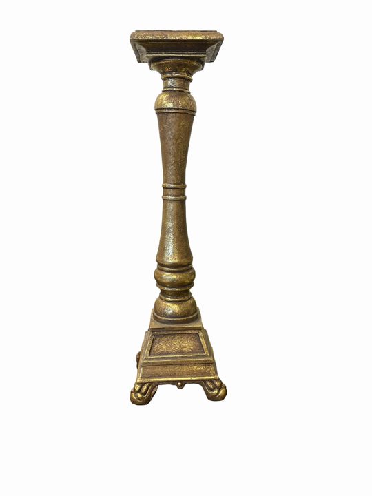 Candleholder, metallic gold painted, 17.5"H