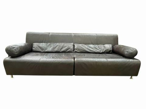 Natuzzi Dk Brown Leather sofa, AS-IS, 92x38x31H