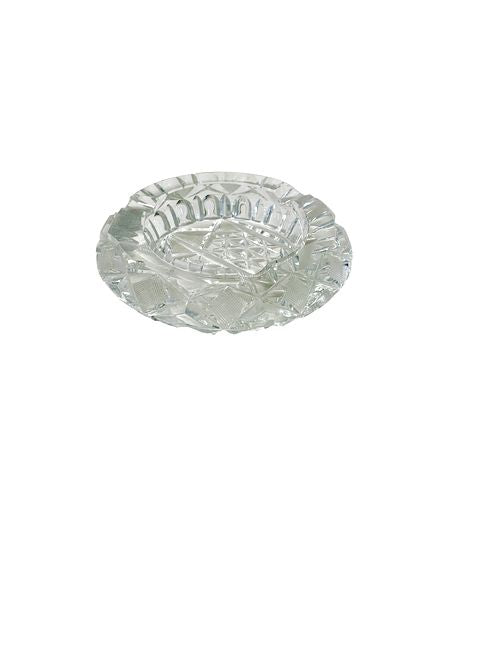 Glass Brilliant Cut Ashtray/ Nuts 2"X7"Dia