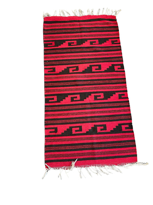 INDIAN Tribal  Red/Blk Rug 81"Lx30"W