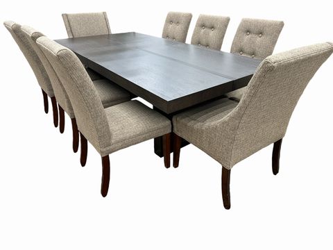 Lexington Dining Set w/8 Upholstered Chairs & Leaves (40x88, 20x40")