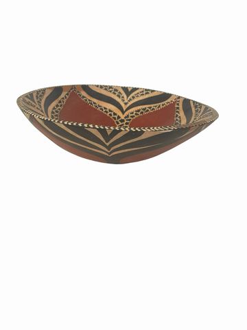 Decorative African wooden bowl, red/black, 9.5D