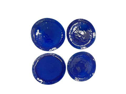 Four Crate & Barrel Cobalt Blue Dinner Plates 11"