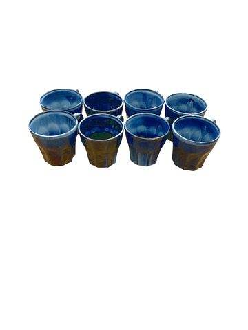 Set 2,  4 of 8 Crate & Barrel Cove Indigo Mugs 4" x 4"