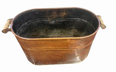 Antique copper wash boiler, 14" h, 27" w, 12.75" d