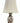 Heyward House Chinese-style porcelain lamp on brass base w/ beige shade, 33" h
