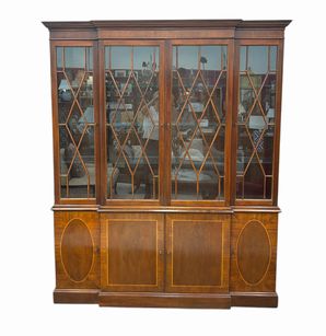 Baker 2-piece Historic Charleston mahogany china cabinet, 65x15x83"