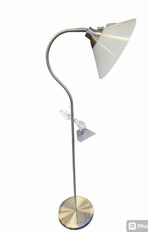 Frosted Glass/Alum. Floor Lamp, as is 54"Hx12"