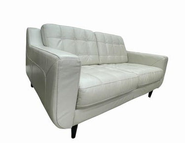 Haverty's Metropolis Pearl Leather Loveseat, 32.5H. 65W. 36D.