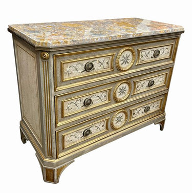 John Richards Painted Chest of Drawers w/Marble Top, H. 38 in. x W. 48 in.