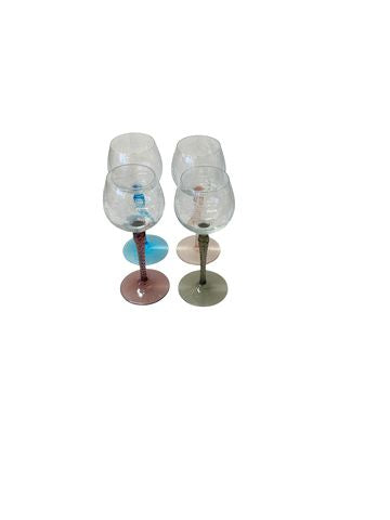 Set Of Four Grapevine Etched Wine Glasses 8x3"