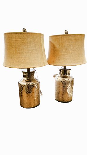 Pair Mercury Glass Table Lamps 24"Hx 7"W