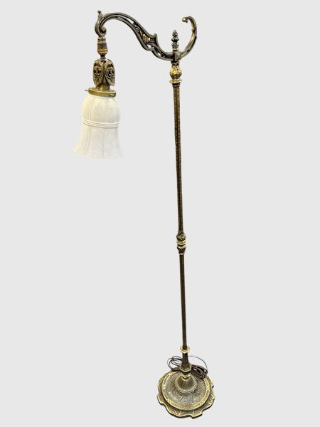 Antique Bronze Standing Lamp w/Tulip Shade, 16x9x57"