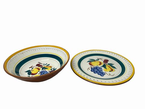 Stangl pottery bowl & plate, fruit motif, 11.25Dx3.5H, 12D