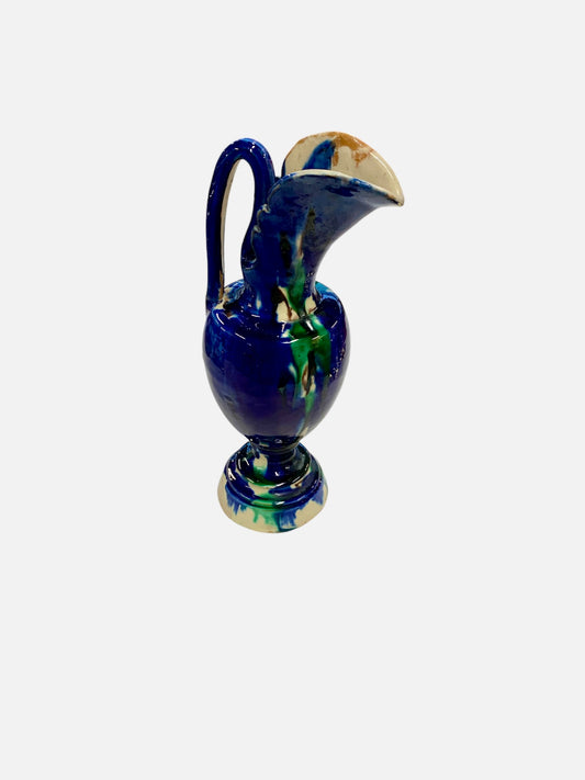 Cobalt Blue Ceramic Pitcher Style Vase 9"x3"