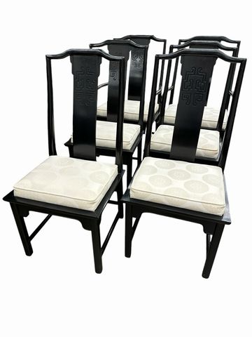 Six Black Lacquerd  Dinning Room Chairs&Two Arm Chairs  40"x19"x23"