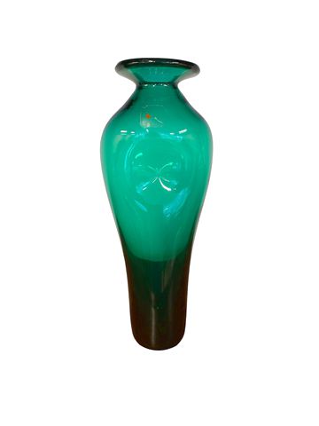 Blenko vase, green, 10.25"H