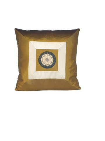 Silk Medallion Cream & Bronze Pillow 16"x16"