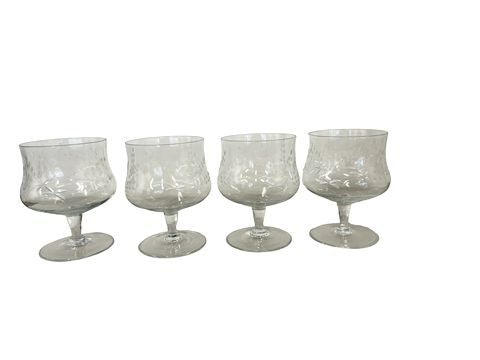 Set x4 Etched Glass Desert Dishes 5"x3"