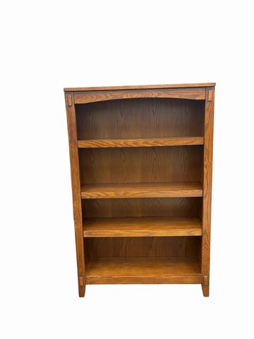 Arts & Crafts-style oak  adjustable 4 shelf bookcase, 53Hx34x12