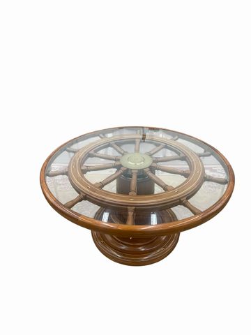 Ship's Wheel Dining Table, 29H. 54D.