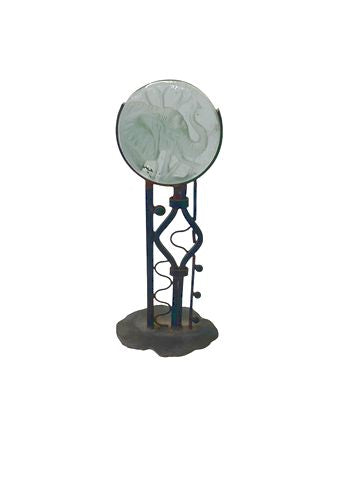 Cast Iron Stand w/Glass Elephant17"x8"