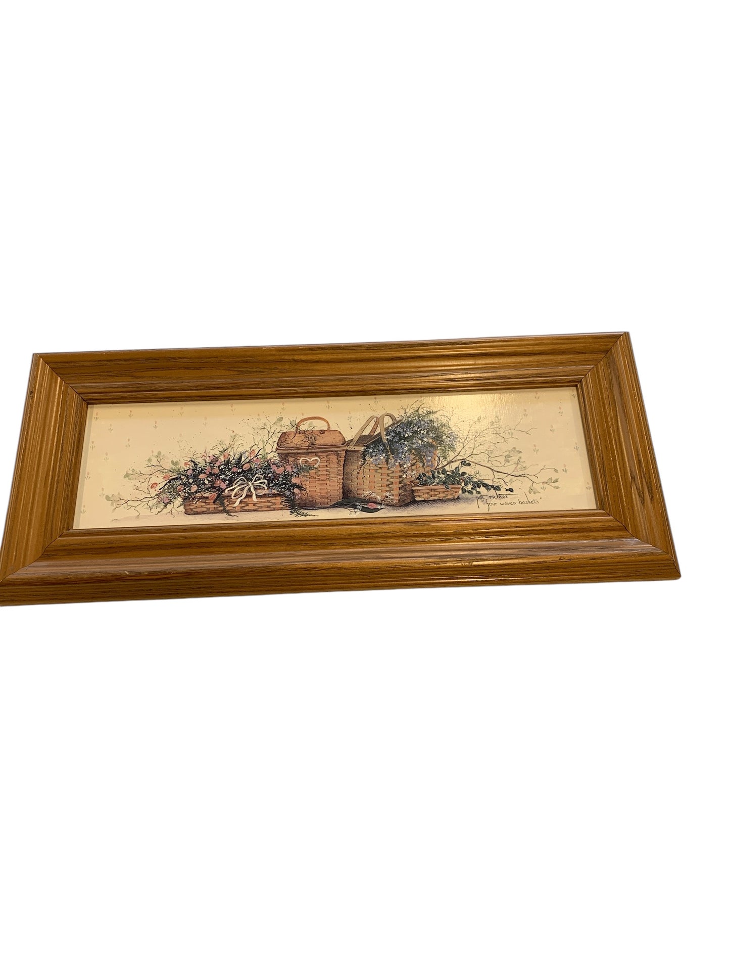 Wooden Framed Rustic Basket Print 9"x20'