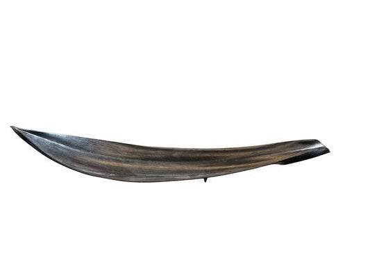 Black Thai footed serving canoe, 27.5x5.5" (as is)