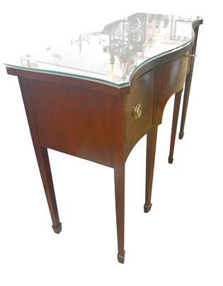 Baker Historic Charleston federal-style glass-top serpentine-front console table