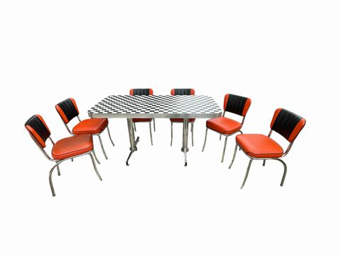 1950s-style dining set w/ 6 chairs, 59.5x29.5x30,15x19.5x31.5