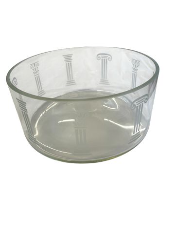 Etched Glass Bowl w/Greek Columns 4.5x10"