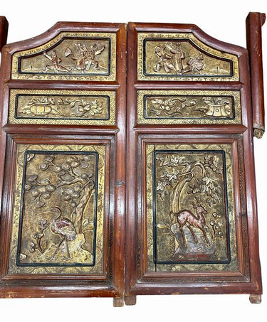 5 Piece Chinese Wedding Bed Panels, late 19th century