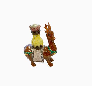 Vintage Colorful  Reindeer Candleholder 9"x8"