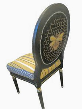 Pair Makenzie-Childs "Queen Bee Desk&Chair/ 39"hx16x2/ Chair 40"h