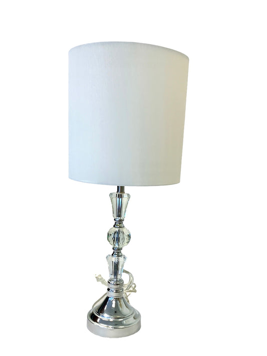 Crystal  Table Lamp w/ White Shade 25" x 10.5