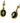Pair 14k Yellow Gold Black Onyx & Diamond Dangle Earrings, 2g