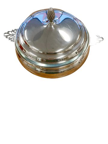 Silver Plated Serving Dish w/ Pyrex Insert 6"x12'